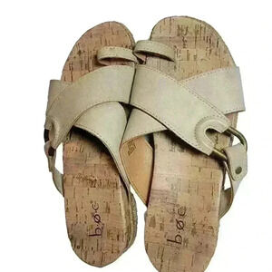 BOC Comfort CHL21 Womens Strappy Slides with Toe Loop-Cushioned Sz 8M Beige